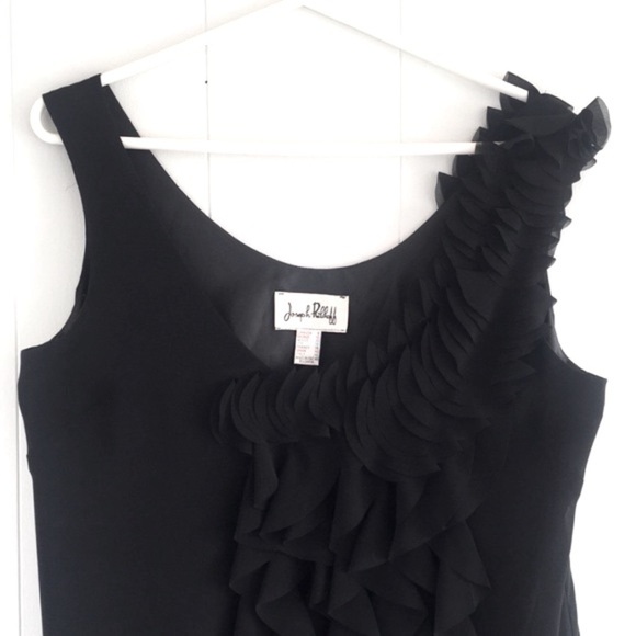 Joseph Ribkoff vintage ruffle little black dress size 8 - Picture 2 of 7